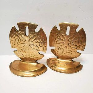 Mid Century Sand Dollar Brass Bookends, Rosenthal Netter, Hollywood Regency Vtg